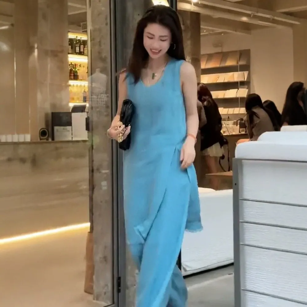 

Loose Long Dress V Neck Two Piece Sets Casual Summer Jumpsuit Playsuit Palazzo Pants Matching Set Evening Dresses