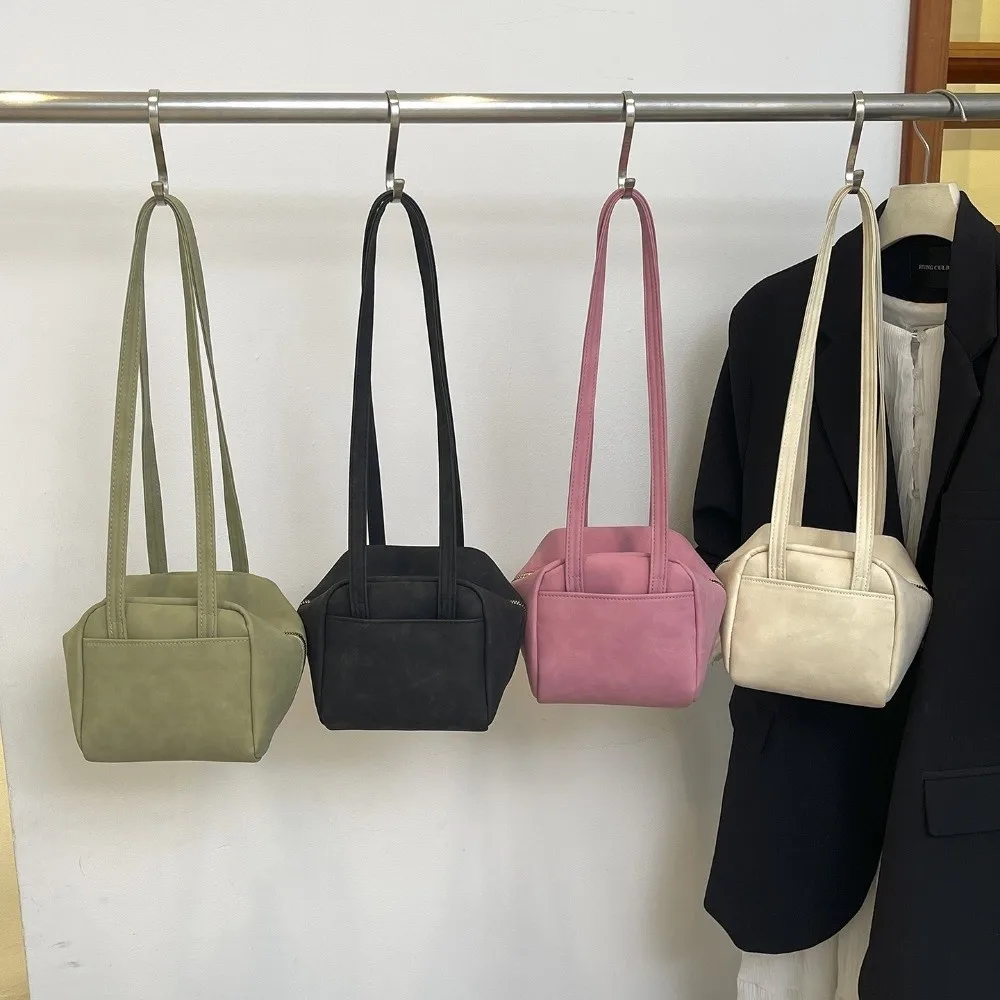 Soft Matte Toast Shape Shoulder Bag Lightweight Synthetic Leather Small Square Underarm Bag Washable Versatile Compact Handbag