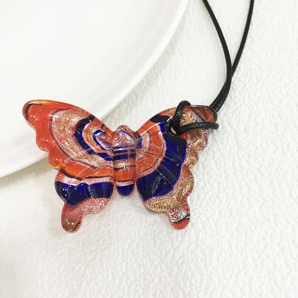6PCS Blue Butterfly Pendant Necklace For Women Muran Lampwork Crystal Red Lobster Glass Free Shipping Colorful Gift Christmas