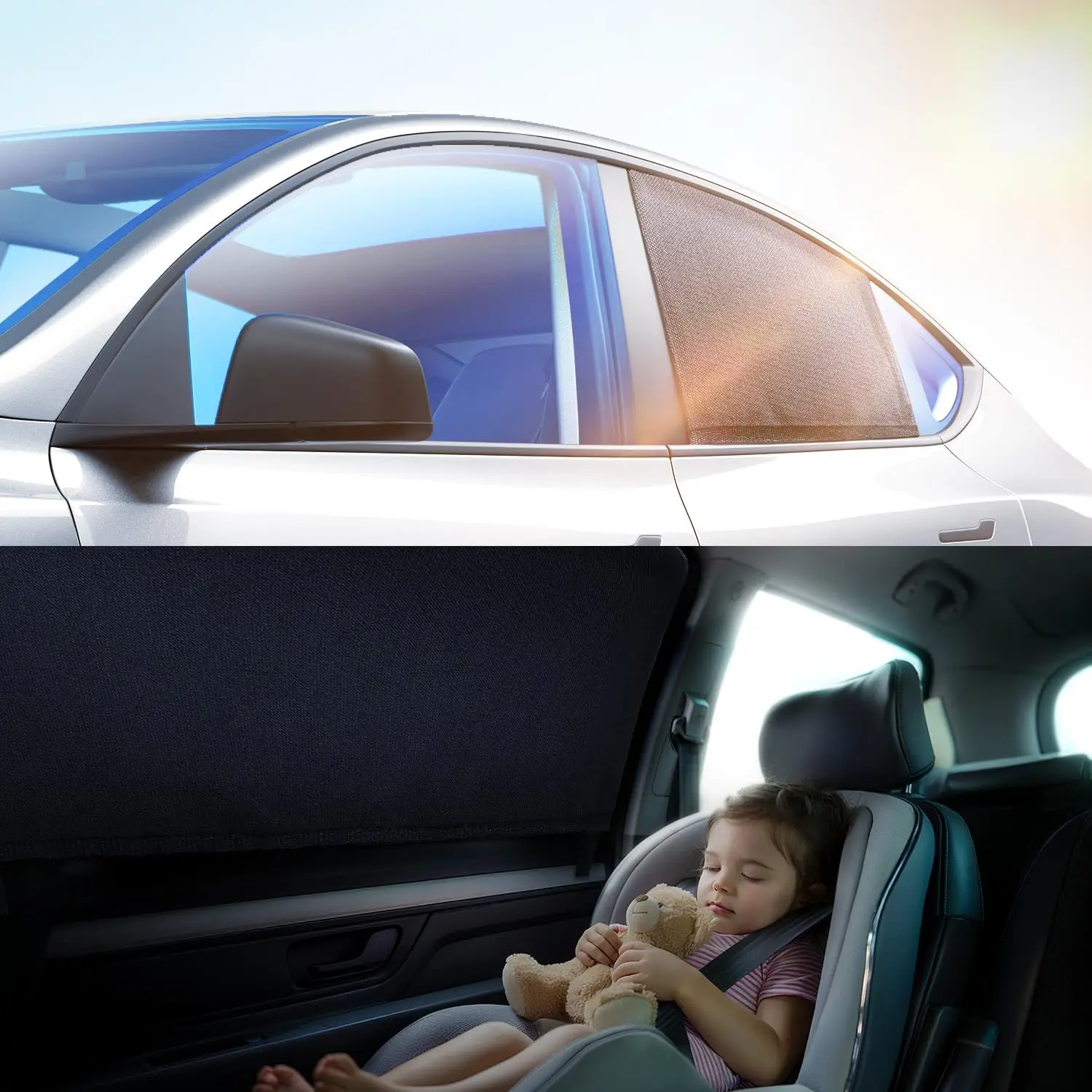 

Upgraded Car Window Shade for Baby, Nano-Ice-Crystal UV Blocking Privacy Shade, Easy Install Universal Fit (Medium)