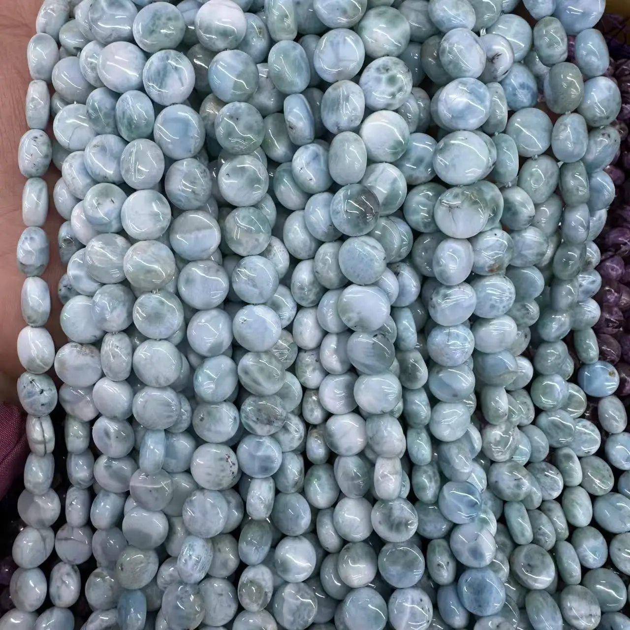 

Natural AAAA larimar coin Making DIY Bracelet Necklace for Woman Man Jewelry Making Accessories Wholesale