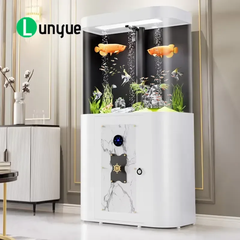 170L Acrylic Fish Tank with Filter Medium Plastic Aquarium for Indoor Living Room Ornamental Fish Home Decor Easy Maintenance