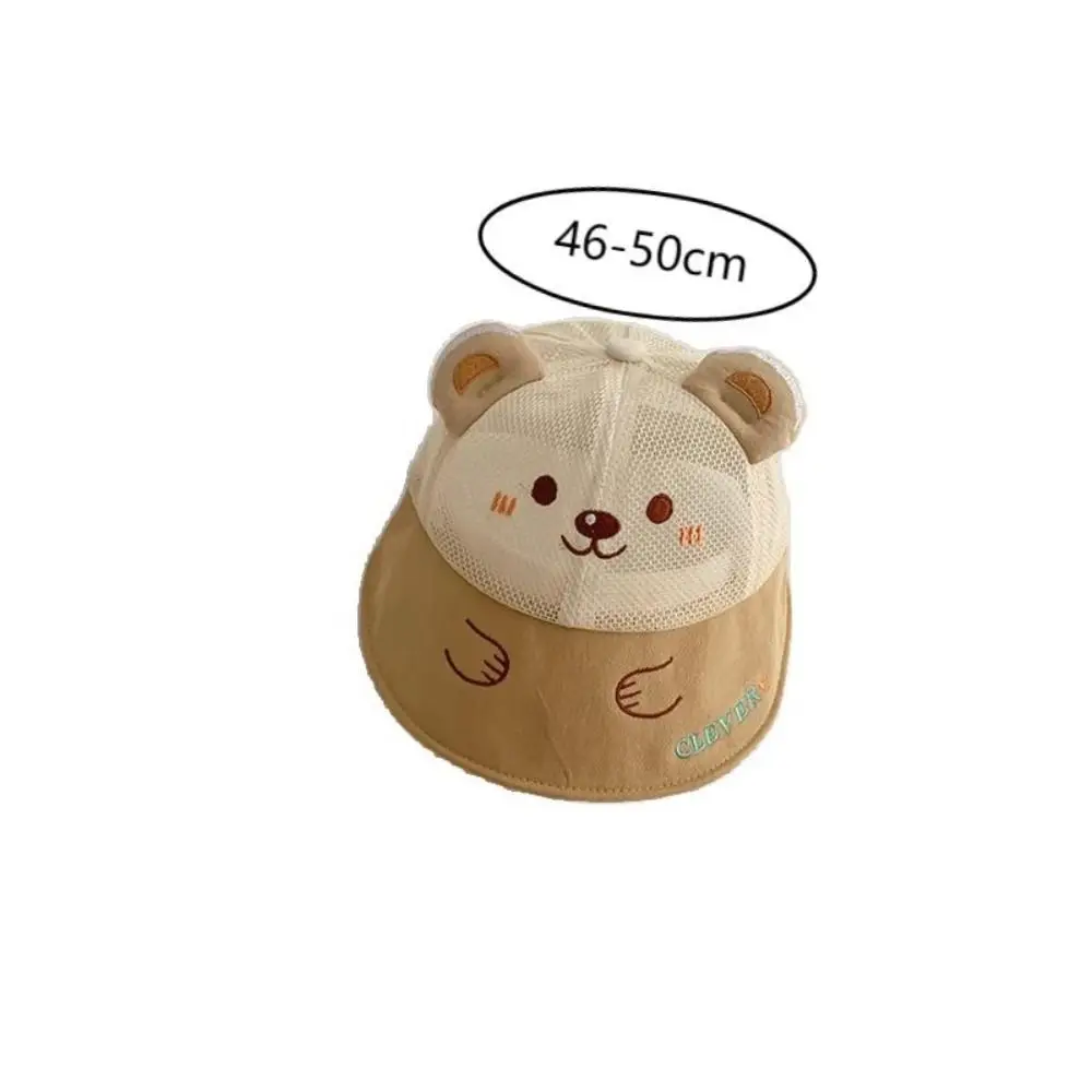 Панама с ушами для рыбака, новая шляпа от солнца с вышивкой и защитой от солнца, шляпа с мультяшным медведем, детские шляпы для мальчиков и девочек