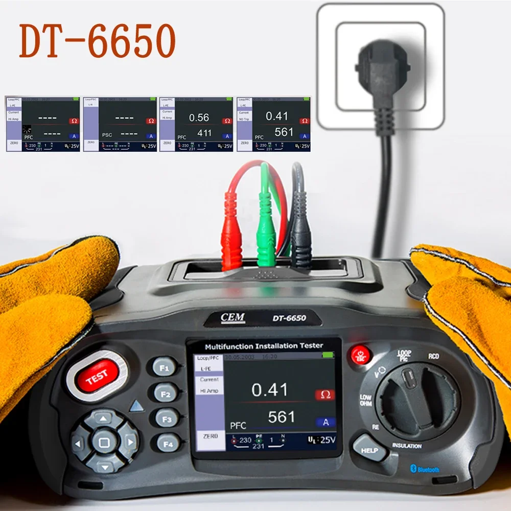

Multifunction Installation Tester with 3.5" TFT Color LCD Display, Voltage, Resistance, Loop impedance, RCD, PFG, PSC Tester Kit