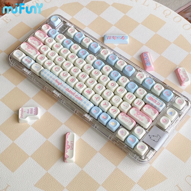 MiFuny Cake Anime Keycaps Set Cute Cream Style Keycap MOA/Cherry Profile Custom Key Caps Mechanical Keyboard Accessories Gift