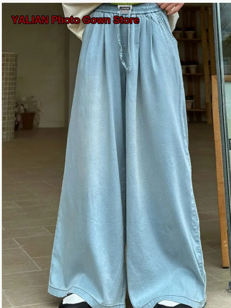 Girls Denim Wide Leg Pants Summer 10-Year-Old Teenage Girls Light Thin Trendy Kids Older Kids