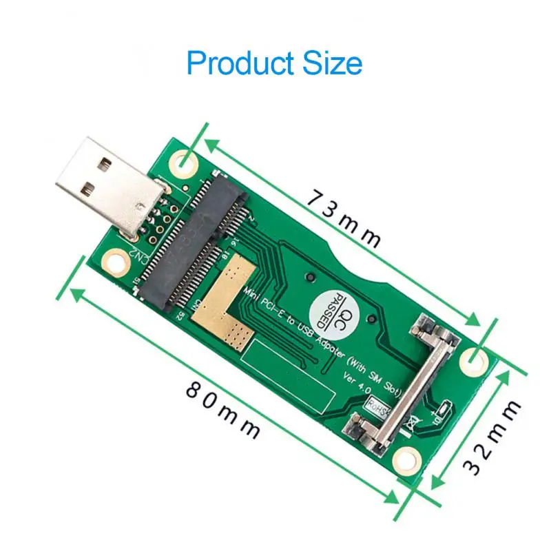 Adaptor PCI-E Mini ke USB dengan Slot kartu SIM 8Pin untuk modul WWAN/LTE
