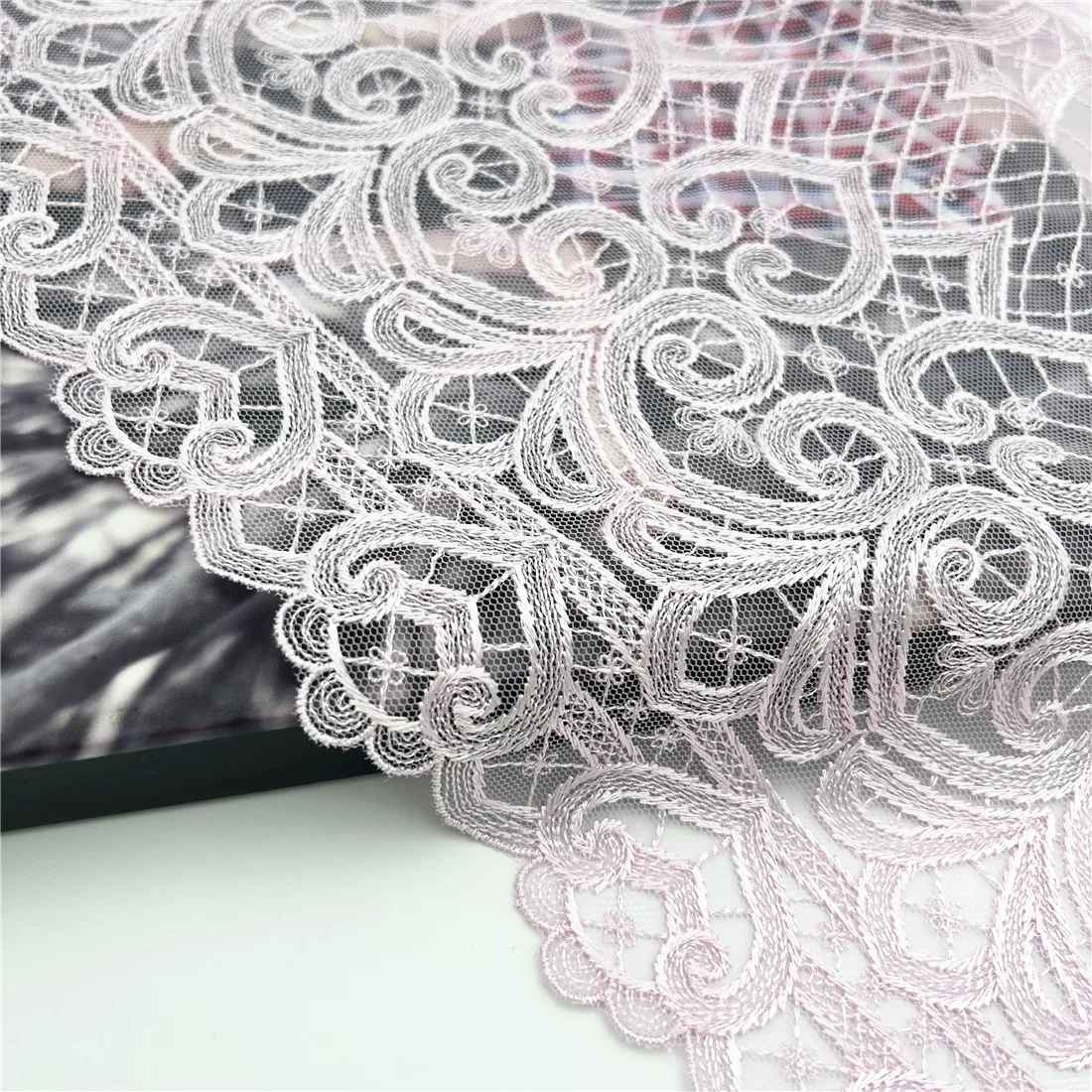 3y/lot Width 31cm Pink Embroidery Lace Trim No-Elastic Skirt Hem Clothes Sewing Material DIY Apparel Dress Fabric Wedding