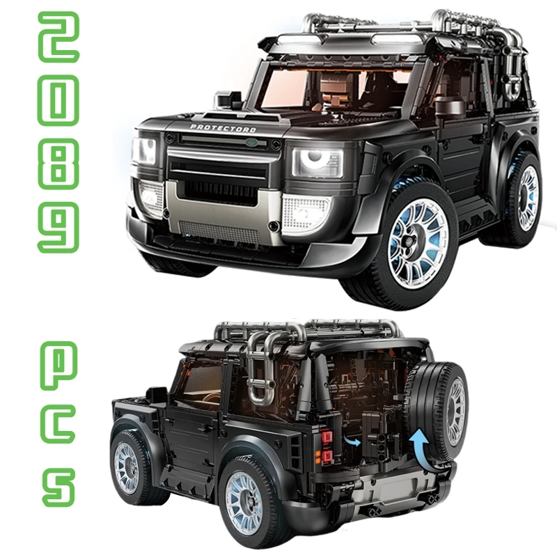 2089PCS Technical Off-road Car Building Blocks Set Model Famous Black Defender Vehicle MOC Toys Bricks for Boys Adult Gift