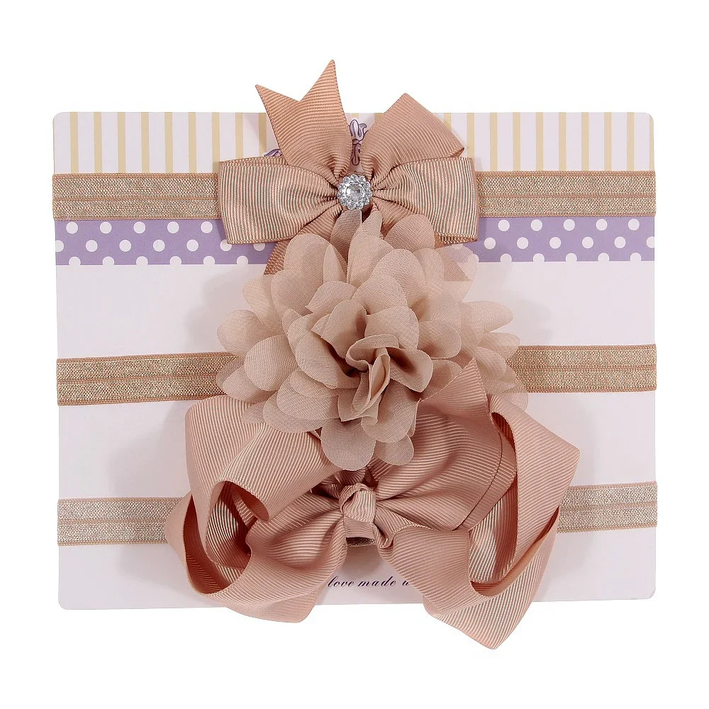 

Новинка, 3 шт./лот, лента с бантом, шифоновые эластичные повязки на голову с цветком, детский реквизит для фотосессии, милые головные уборы для маленьких девочек, подарочные наборы на день рождения