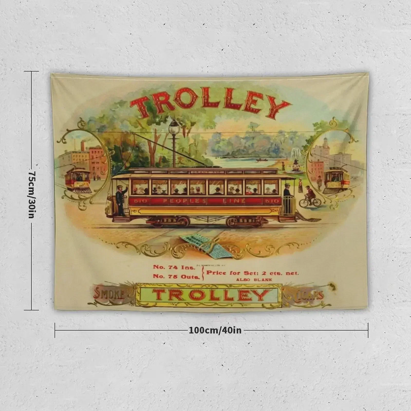 Early 1900 trolley vintage cigar box label Tapestry Cute Room Things Wall Carpet Tapestry