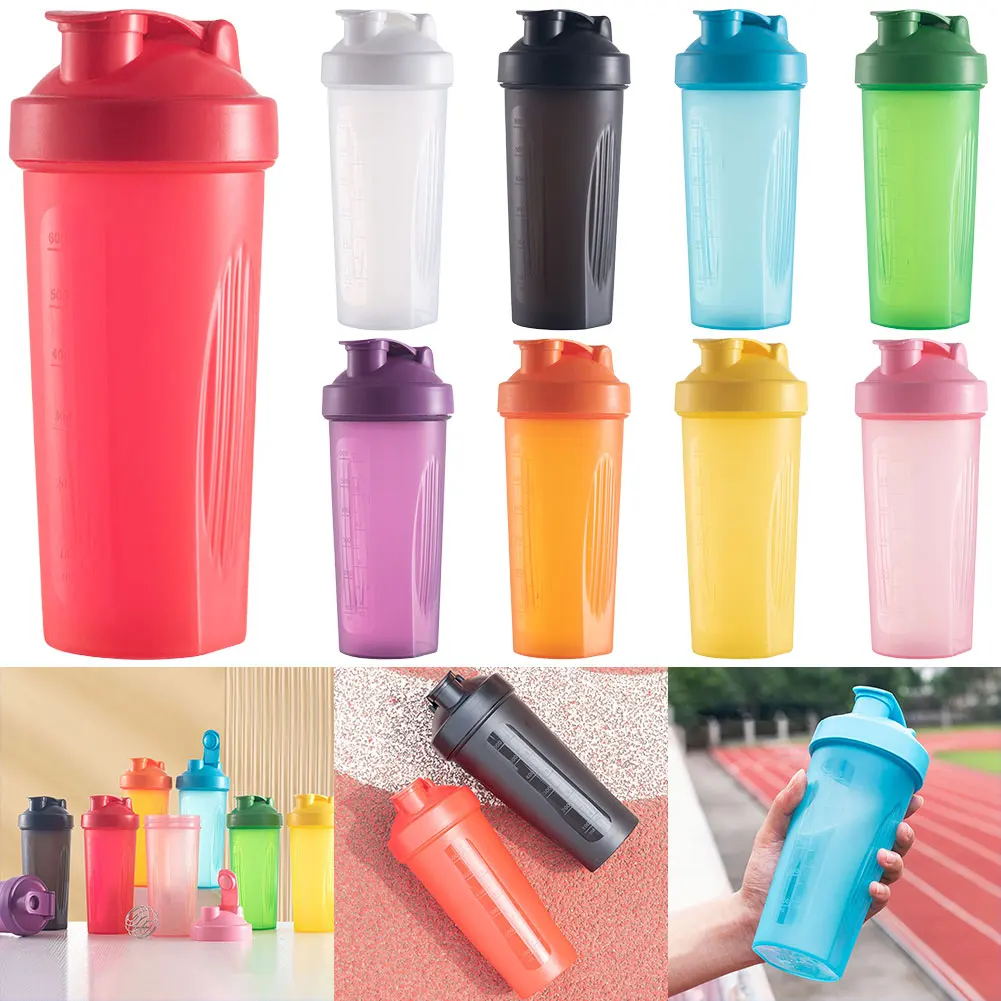 600ml Shaker Bottle Portable Protein Powder Shaker Bottle Leak Proof Water Bottle For Gym Sport Shaker Mixing Cup with Scale