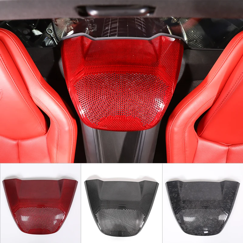 Real Carbon Fiber Car Rear Row Seat Audio Speaker Decorate Cover Trim For Corvette C8 Stingray Z51 Z06 2020-2023 Car Accessories