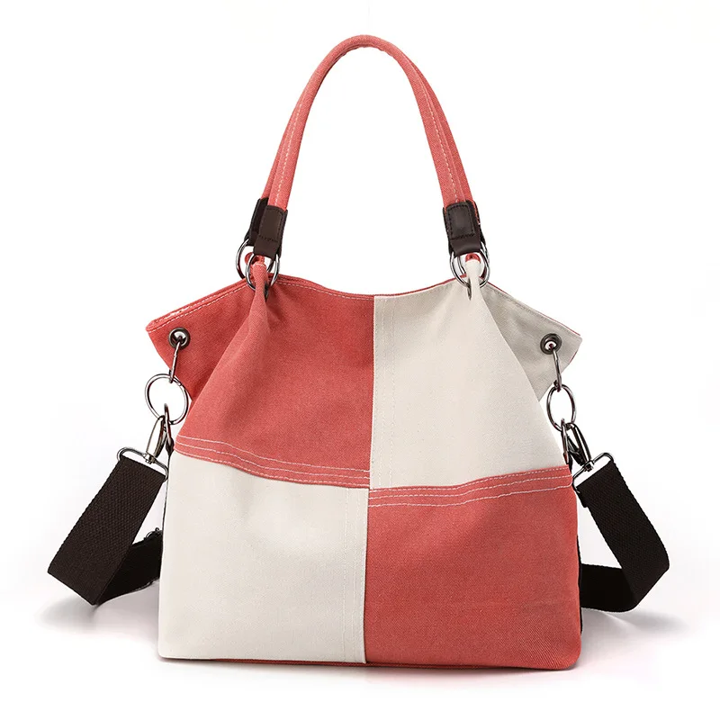 

Niche design women's canvas bag fashion versatile hand-held crossbody bag 2025 new spliced contrasting single shoulder bag