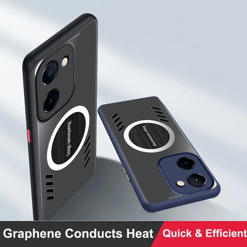 For Vivo Y36 5G Graphene Vent Hole Case For Vivo Y36 4G Heat Dissipation Breathable + Radiator For Vivo Y27 5G Y27S