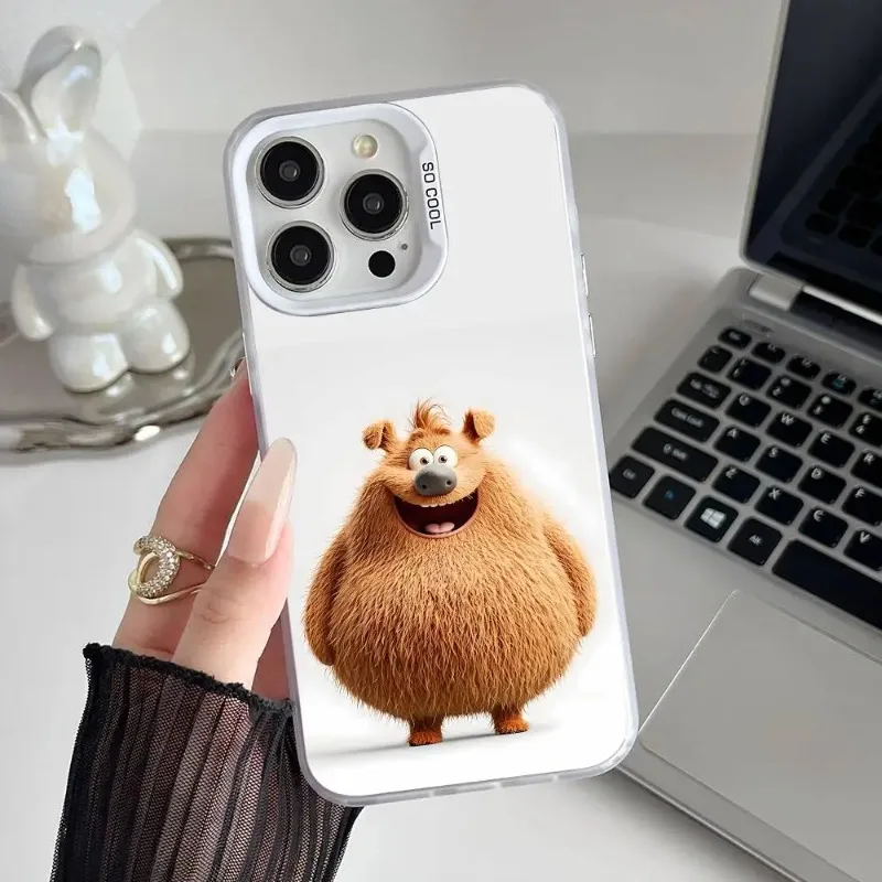 حافظة هاتف على شكل حيوانات لطيفة حافظة هاتف ملونة فضية لهاتف آيفون 17 16 15 14 13 12 11 Pro Max Plus #4