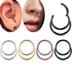 Hinged Nose Ring Hoop Septum Hoop Ring Tragus Rook Ring Piercing Jewelry Lip Labret Ring Clicker Cartilage Earrings Piercing