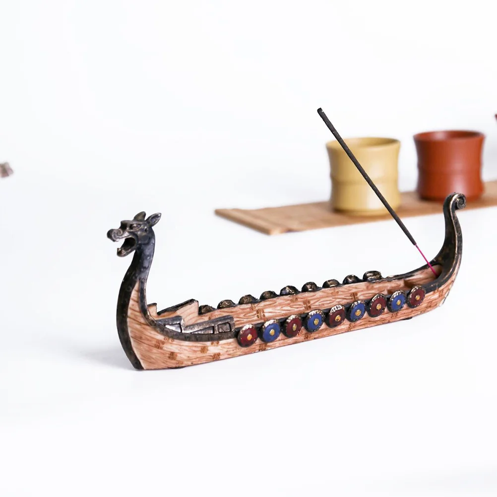 

Dragon Boat Shaped Resin Incense Burner Decorative Home Ornament Meditation Incense Holder Tray for Living Relaxation