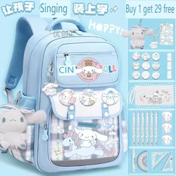 Sanrio-mochila de Anime para niños, de gran capacidad morral, ligero, protector de columna vertebral, Kawaii, Cinnamoroll