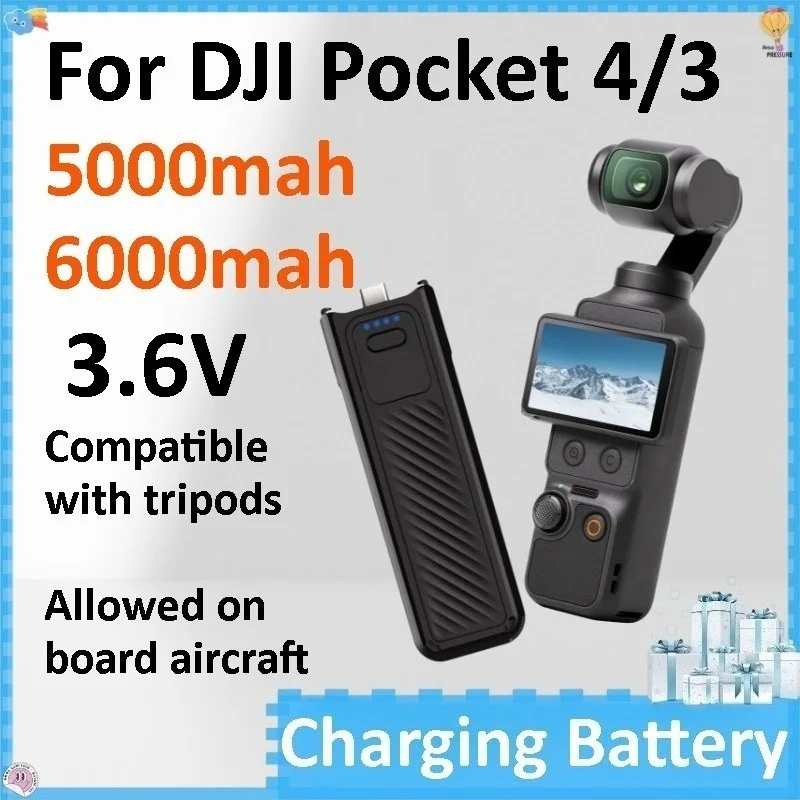 

5000/5500/6000mah 3.6V Battery for DJI Pocket4/3 Camera Battery Grip for Extended Shooting Time