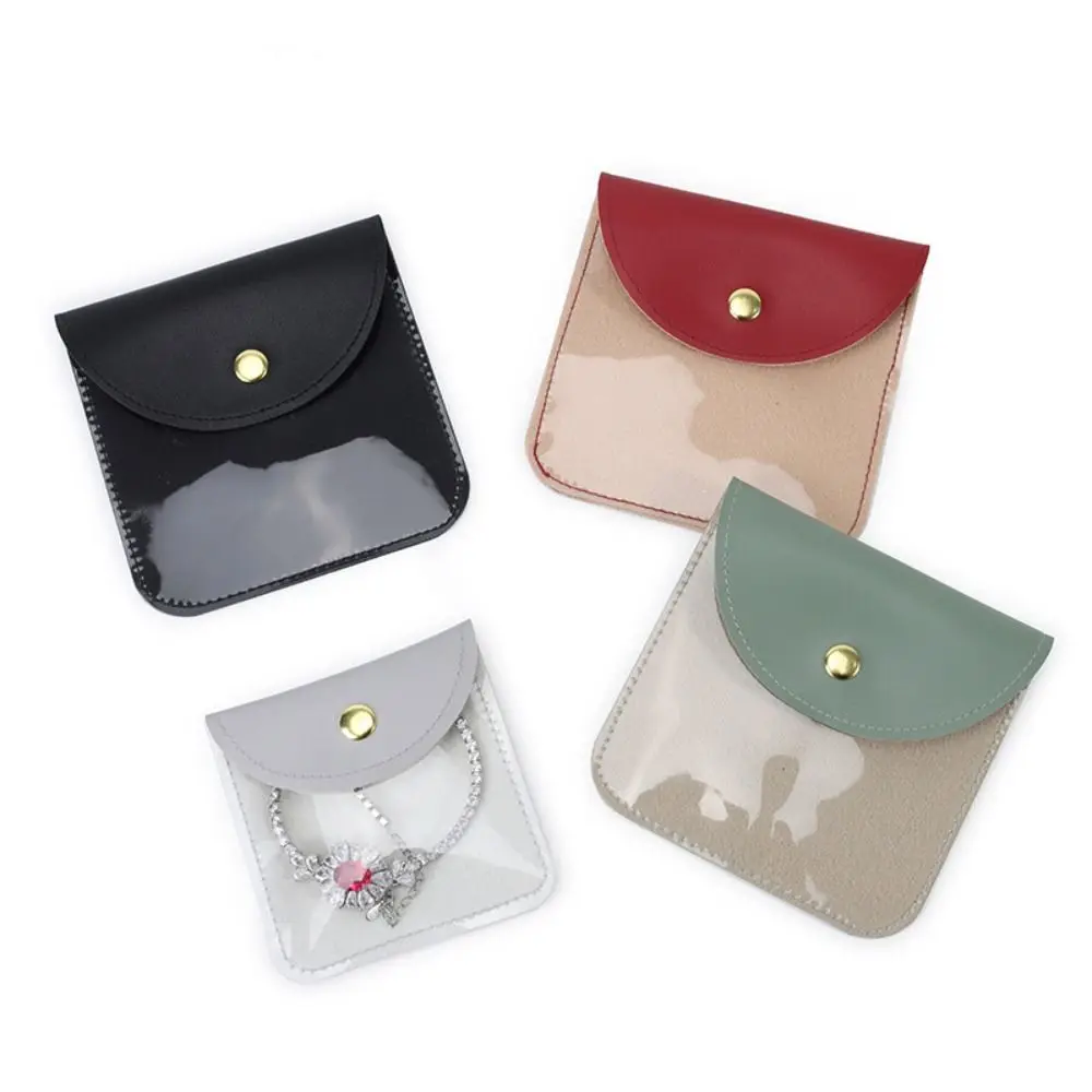 5 шт., сумки для упаковки ювелирных изделий с кнопками, изысканный чехол для ушей, серьги, кольца, сумка для хранения ювелирных изделий, органайзер, прозрачный