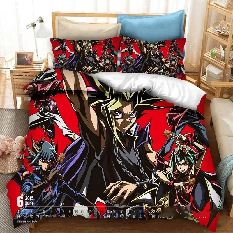 Anime Yu Gi Oh Duel Yugi Bedding Set Boys Girls Twin Queen Size Duvet Cover Pillowcase Bed Boys Adult Fashion Home Textileextile