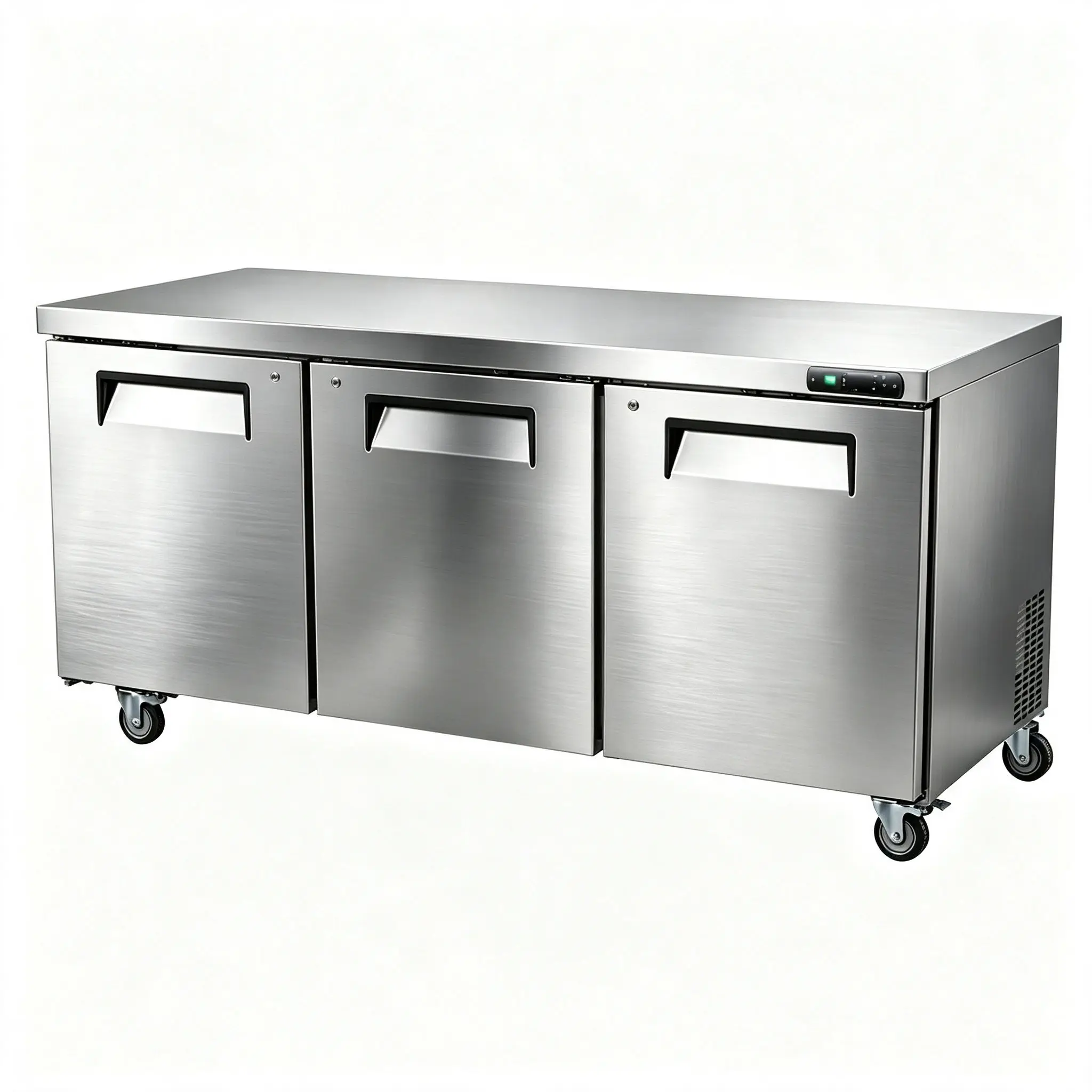 Customizable 72 Inch Commercial Fridge 3 Door Stainless Steel Freezer Work Table Top Chiller for Catering Facilities