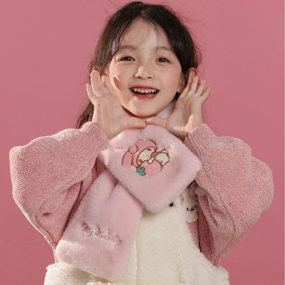 

Sanrio Kawaii Hello Kitty Anime Kuromi Children Warm Scarf Lovely Cute My Melody Thickened Warmer Fashion Gifts for Kids