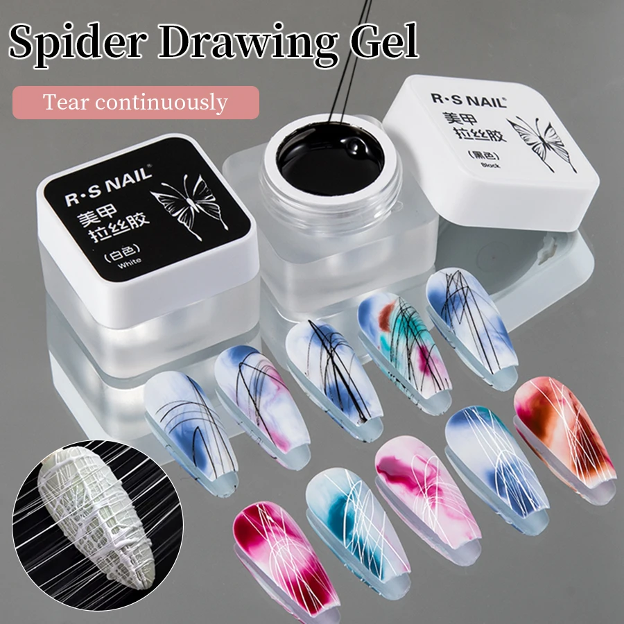 RS NAIL 5g White Black Spider Wire Gel Nail Polish Creative UV Drawing Painting Outline Gel Varnish Nails Art All For Manicure