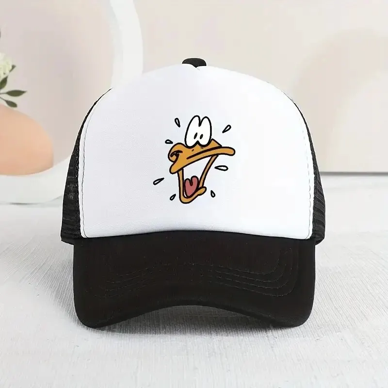 1pc Girl\'s Sunshade Breathable Mesh Baseball Cap With Duck Mouth Design Pattern For Outdoor Sport