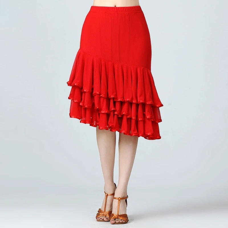 

Ballroom Dance Skirt Latin Dance Performance Suit Performance Mesh Irregular Skirt