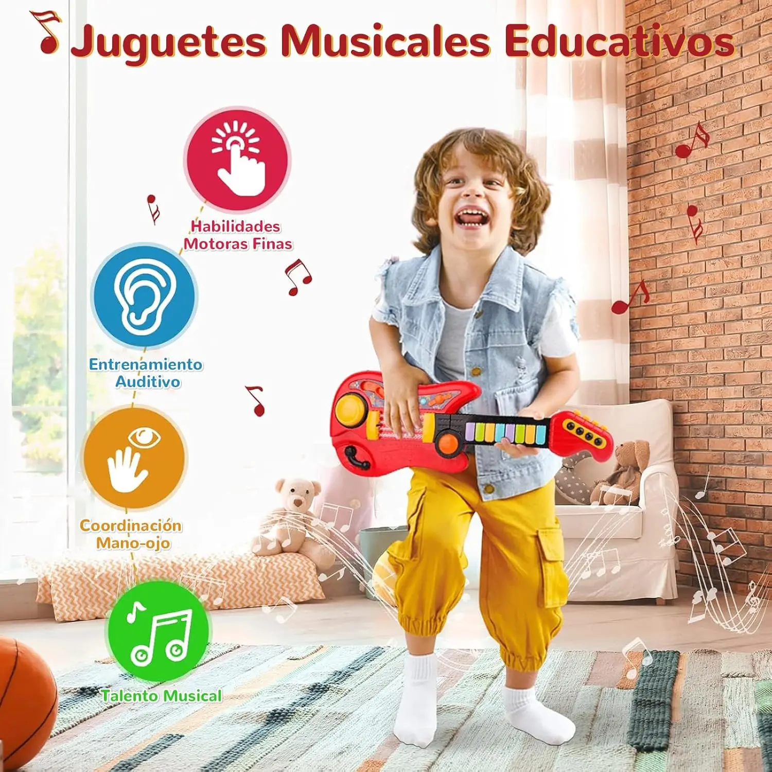Brinquedo de piano de guitarra dobrável 2 em 1 - luz, som e melodias, instrumento musical educacional para crianças, presente unissex