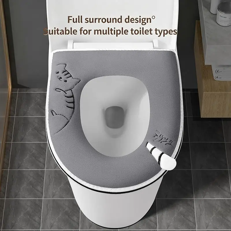 Washable Toilet Seat Cover 1Pcs Soft Warmer Cushion Pad for Bathroom Family Use