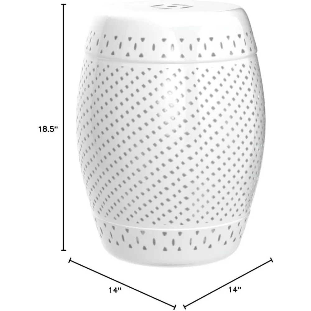 Decorative Garden Stools  Diamond Ceramic Decorative Garden Stool, White