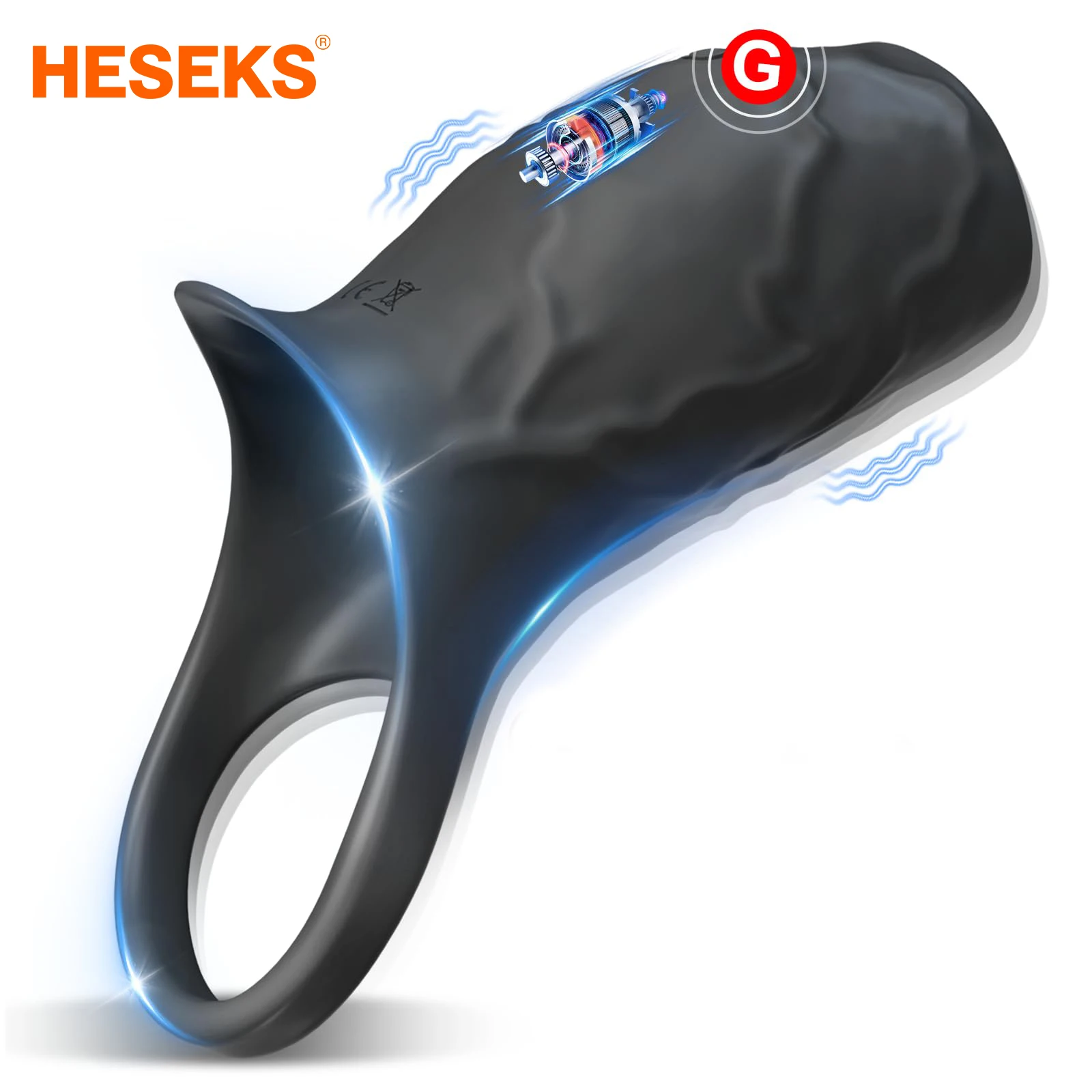 HESEKS Reusable Condom Penis Extension Sleeve Delay Ejaculation Cock Cover Penis Extender Vibrator Sex Toys For Men Adults 18+