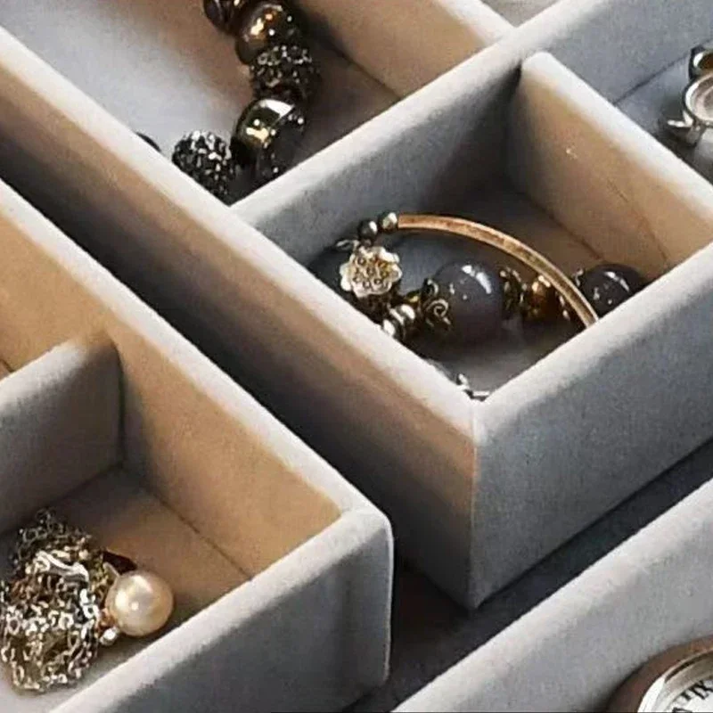 Velvet Acrylic Jewelry Organizer With 3 Drawers Stackable Display Storage Earrings Necklace Bracelets Box Holder Case For Women