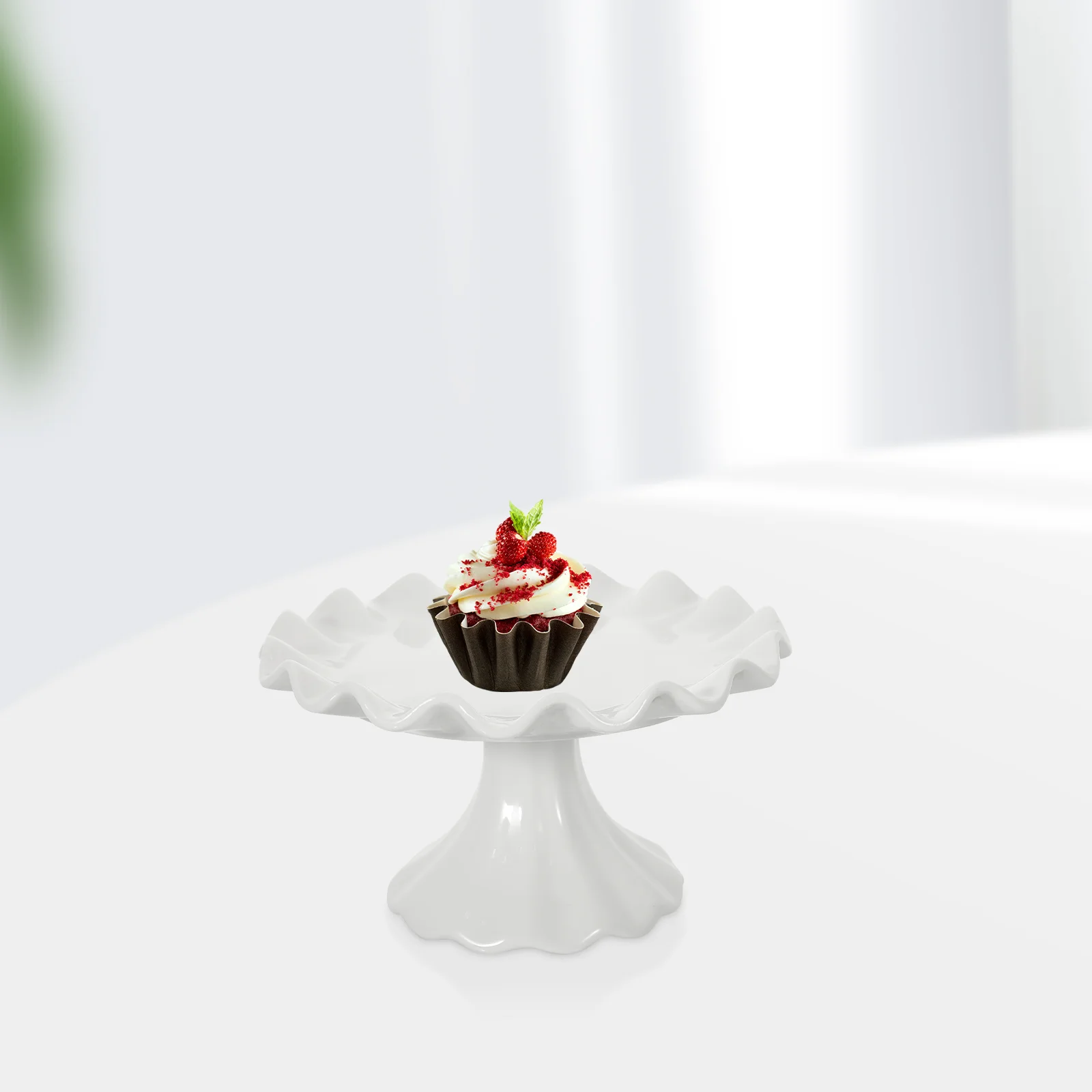 Elegant European Ceramic Cake Footed Tray for Fruits Desserts Home Party Unique Bright Colors Decorative