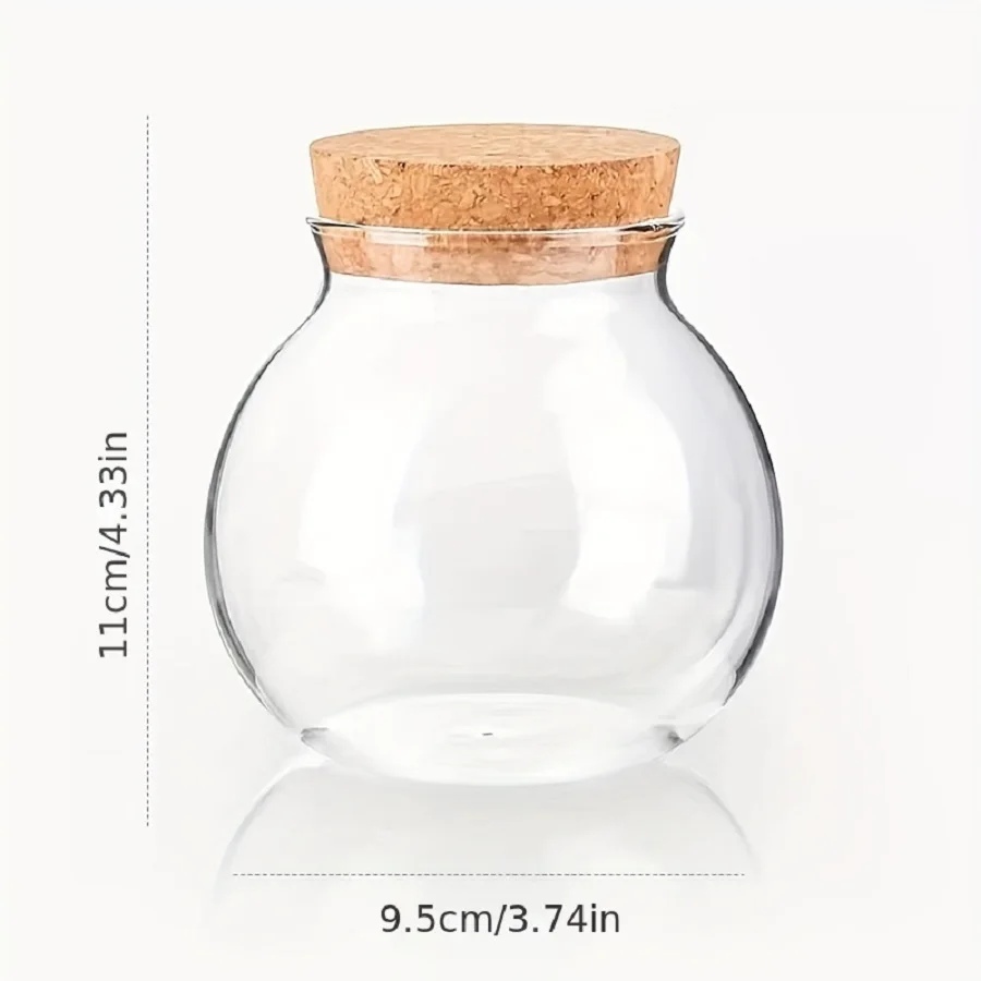 1pc Storage Container, 500ml Round Glass Storage Jar With Sustainable Cork Lid, For Coffee,Tea,Spices ,Kitchen Organizers