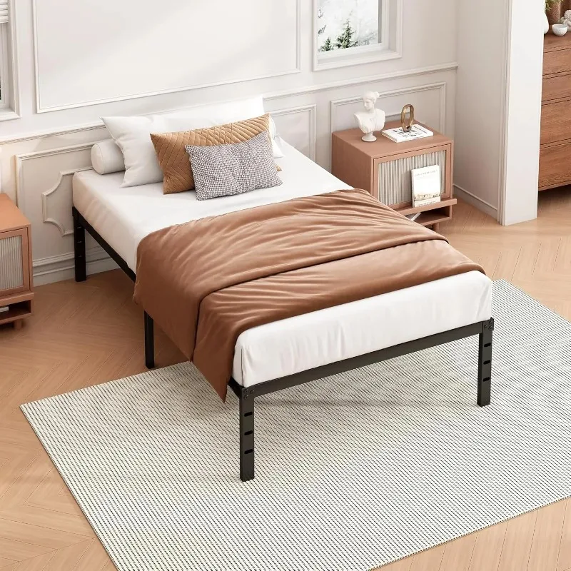 No Box Spring Needed, Heavy Duty18 Inch Twin Bed Frame - Sturdy Metal Platform Twin Size,