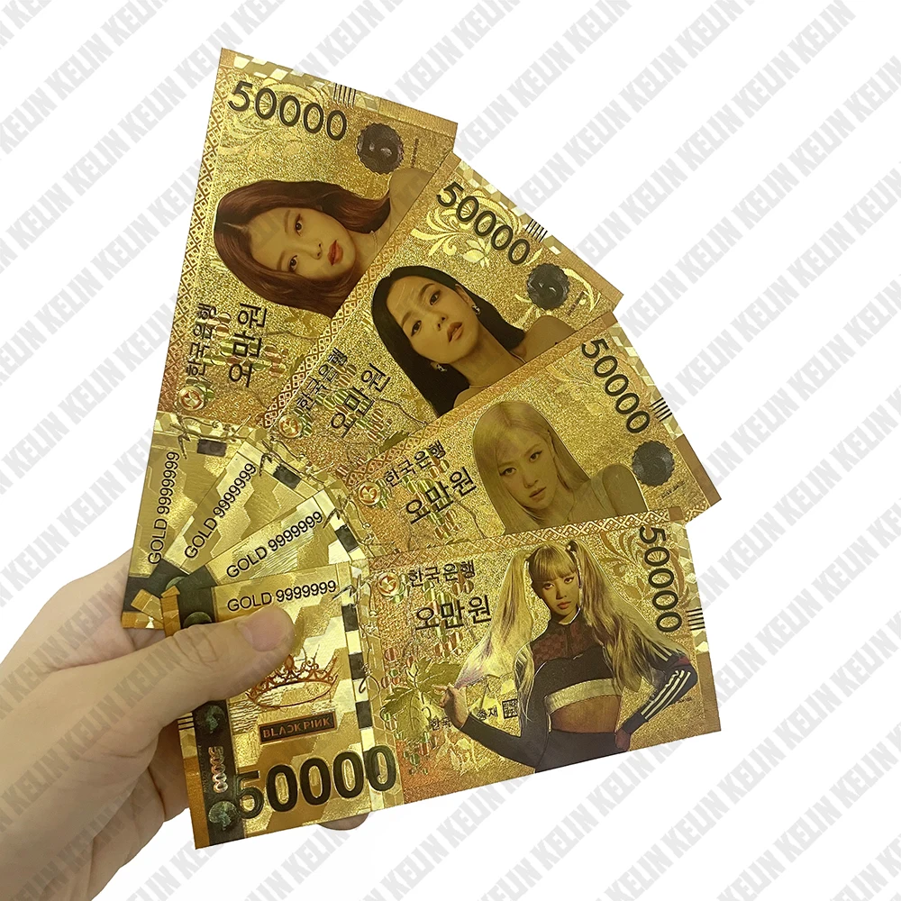 4 Beautiful Kpop Girls Group Music Bands South Korea Gold Banknote Cards Lisa Jisoo ROSE Jennie  for Fans Gifts