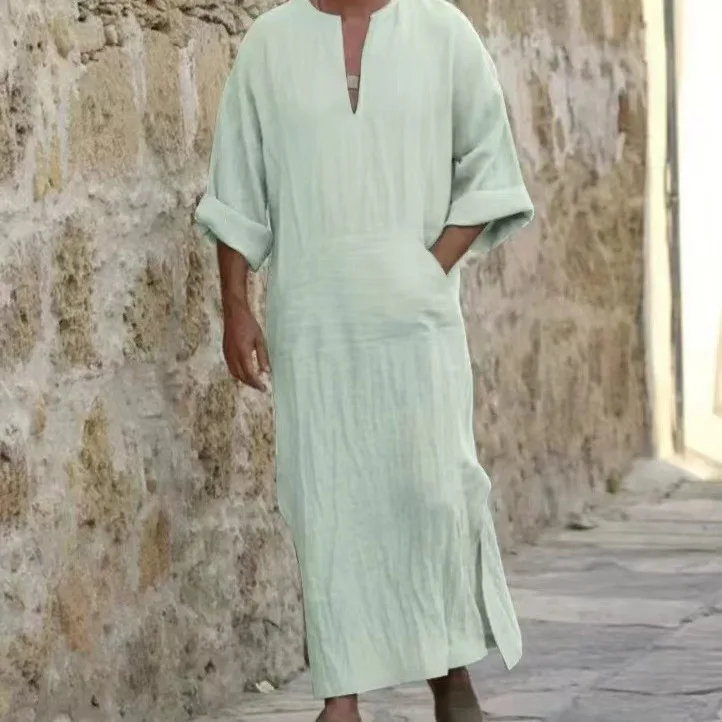 طويل Sve الرجال تي شيرت كبير العرقية Sle لباس غير رسمي موسم الصيف الشباب Faion عبر الحدود رداء طويل M الملابس