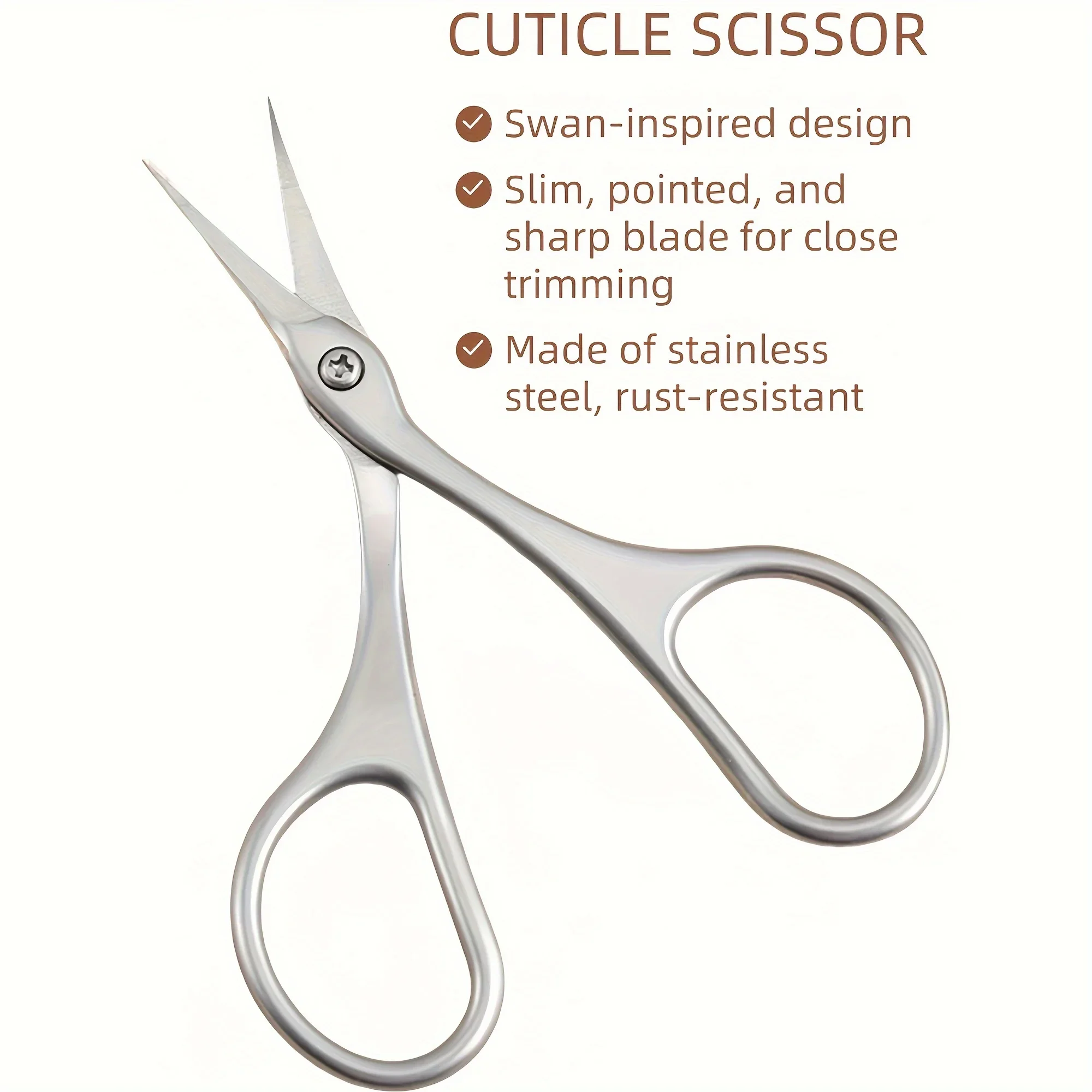 Ciseaux à cuticules en acier inoxydable, lame incurvée, petits ciseaux pour couper les ongles, sourcils, cils, peau sèche, 1 pièce