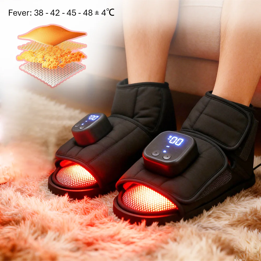 Electric Foot Massager with Heat & Red Light Therapy, Air Compression Foot Massage Machine for Pain Relief & Circulation