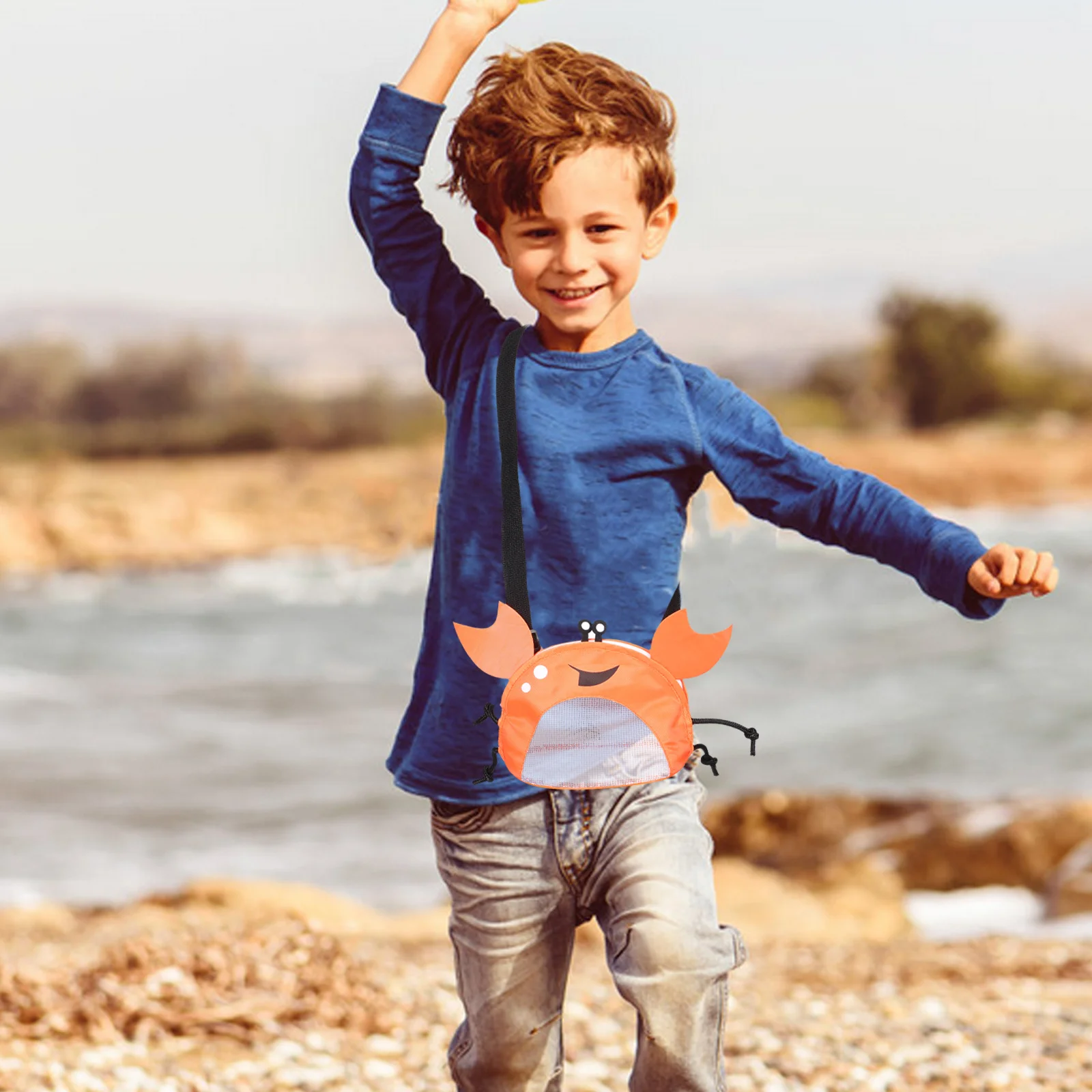 حقيبة شبكية بتصميم سرطان البحر ذات سعة كبيرة منظم متين لحمام السباحة على الشاطئ وحقيبة شبكية خارجية لرمال الشاطئ #2