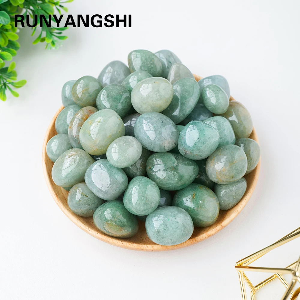 Polished Natural Crystal quartz Tumble Green Strawberry Crystal Rolling Stone Irregular Shape  for Aquarium Feng Shui Ornament