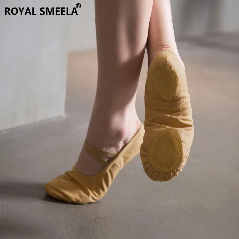 Scarpe da ballo professionali da donna, tutte in tela di cotone, morbide, con doppia fascia elastica, scarpe da balletto con fondo in pelle bovina баernuки