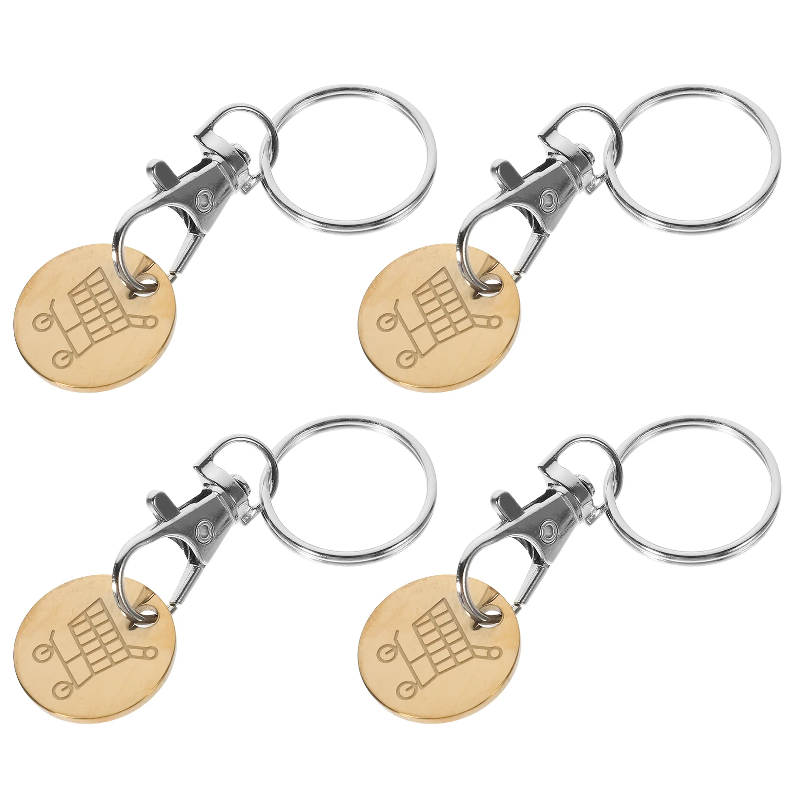 4 Pcs Trolley Unlock Key Cart Token Tokens Buckles Keychain Ornament Shopping Quarter Holder