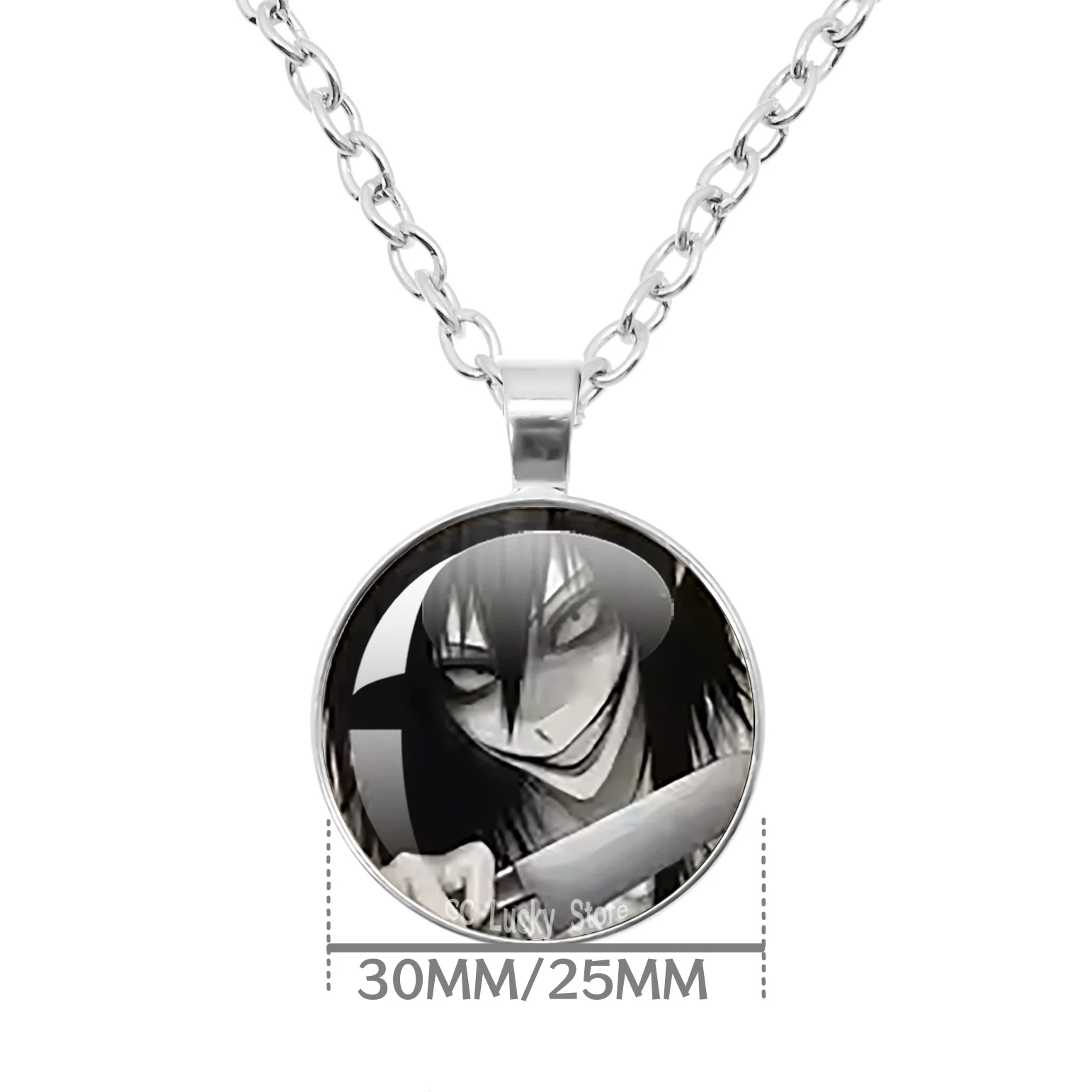 Jeff The Killer Necklace Creepy Urban Horror Legend Killer Jeff Anime Peripheral 25MM/30MM Glass Round Pendant Necklace Gift