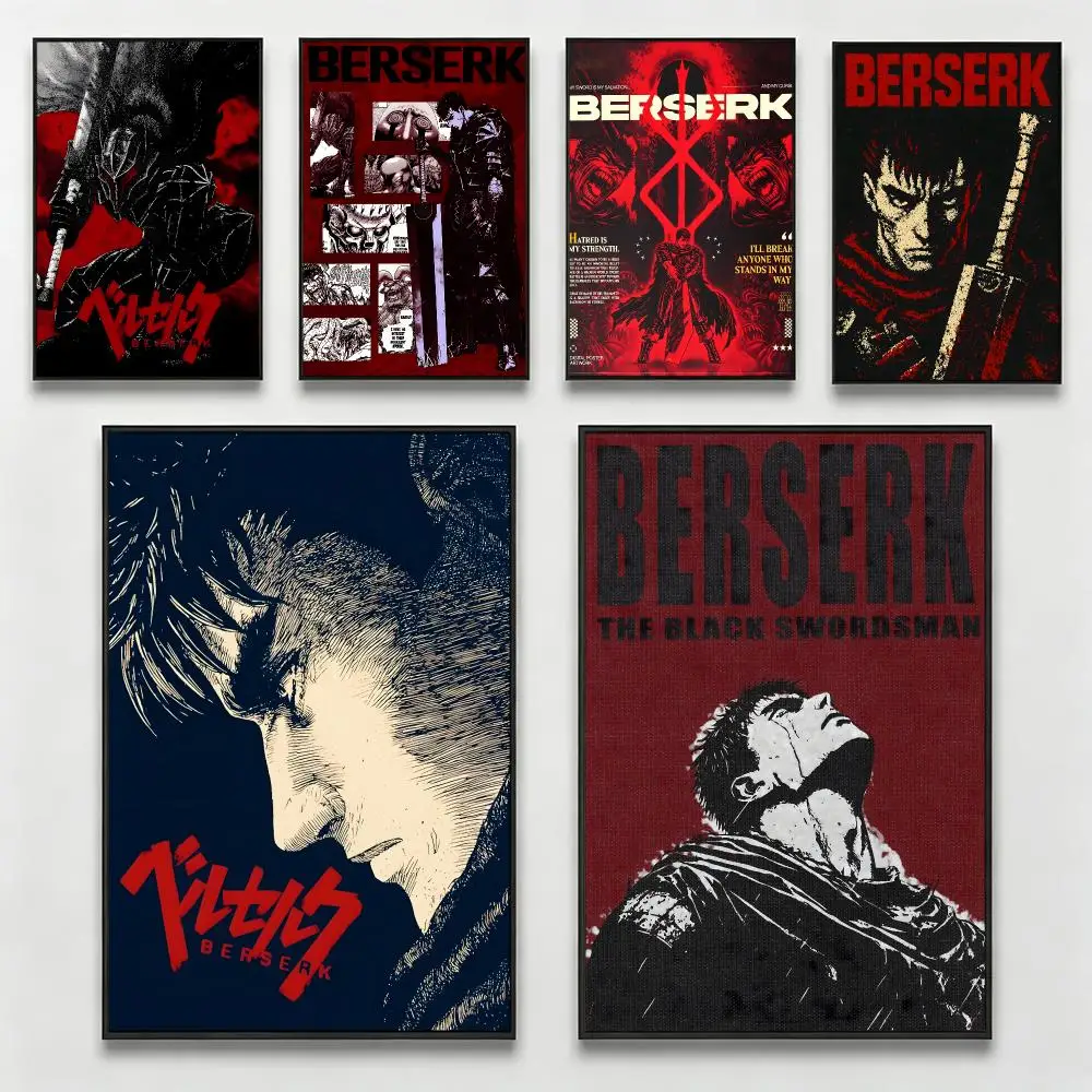 Anime BerserkS Poster Poster Nordic HD Self-Adhesive Wall Sticker Home Café Bedroom Living Room Art Decor Gift