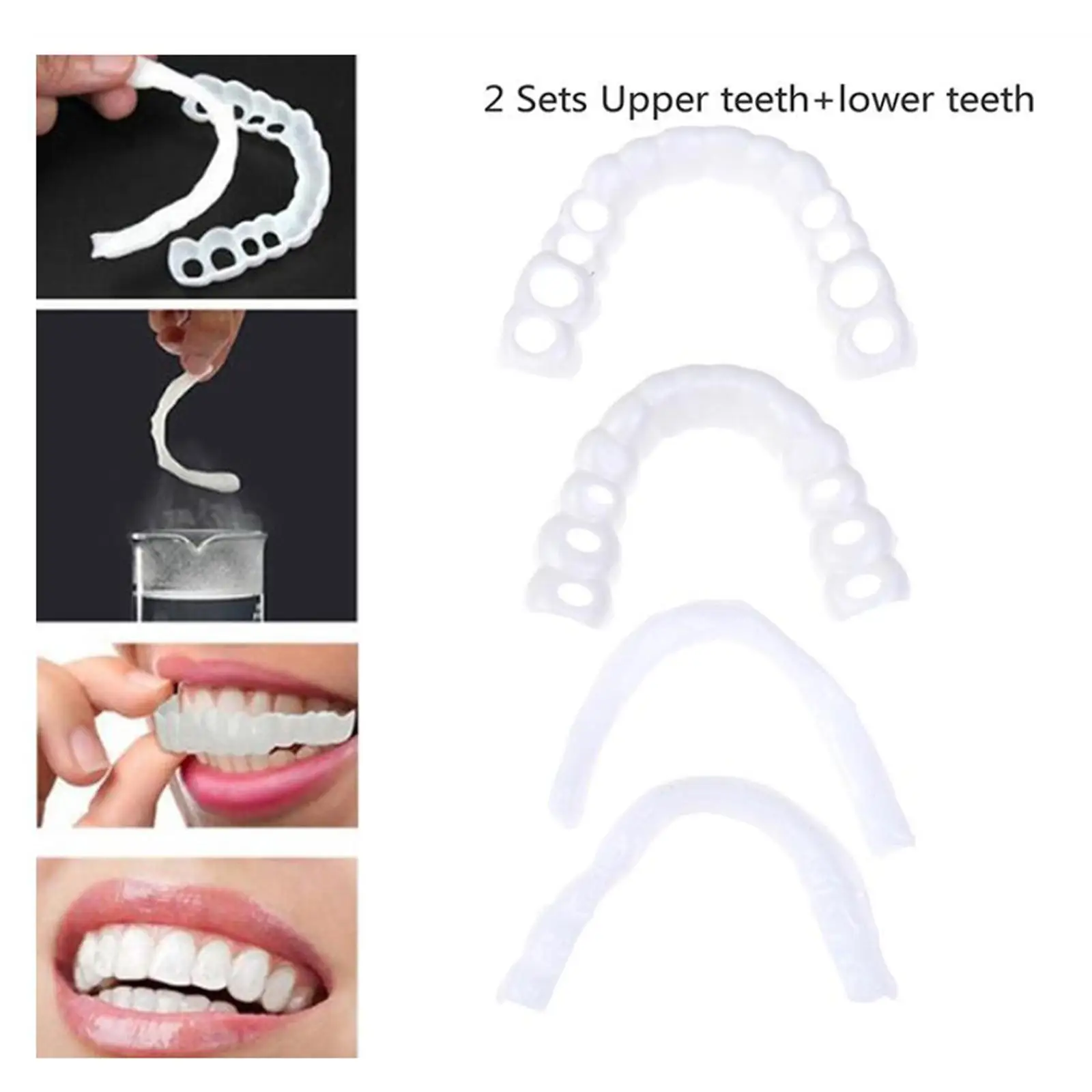 3X Resin Snap False Veneers Dentures Fake Tooth Cover Simulation